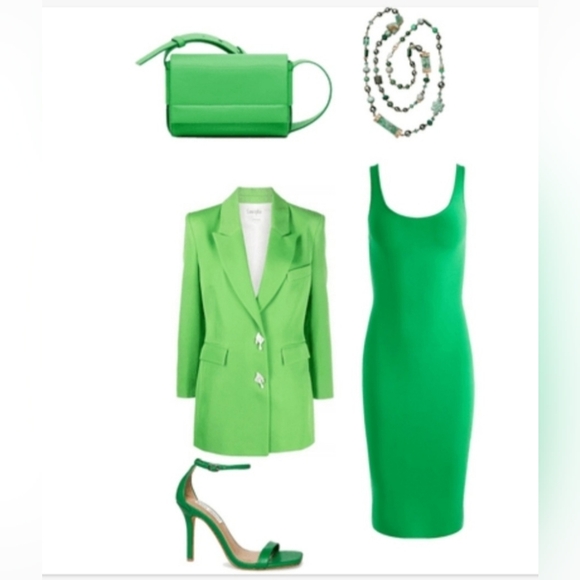 alice + olivia darian green midi dress Size Meduim - Picture 3 of 16